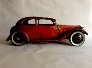 Vintage | 8 " Wind Up | Tin Coupe Car | With Battery Operated Headlights