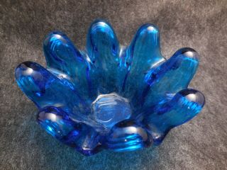Vintage Hand Blown Cobalt Blue Glass Candle Holders 2