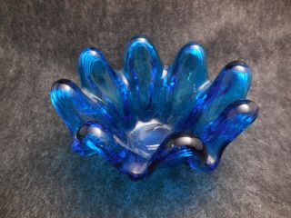 Vintage Hand Blown Cobalt Blue Glass Candle Holders 3