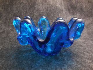 Vintage Hand Blown Cobalt Blue Glass Candle Holders 4