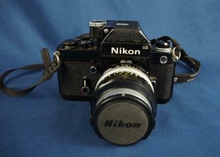 Vintage Nikon F2 35mm Film Camera W 105mm F/2.  5 Lens