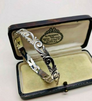 Vintage Sterling Silver Ornate Art Nouveau Design Bangle (b.  Ltd,  Sheffield)