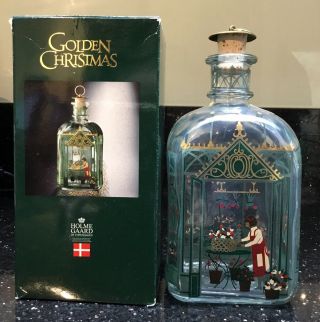 Vintage Holmegaard Denmark Christmas 1999 Glass Schnapps Bottle Flask Decanter