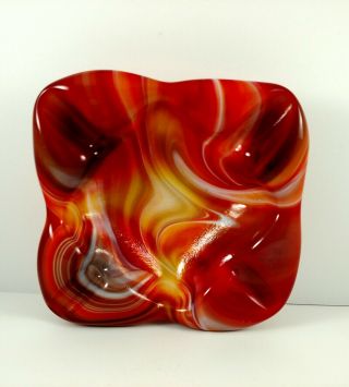 Vintage Imperial Red Slag Glass Ashtray 3