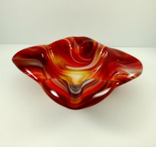 Vintage Imperial Red Slag Glass Ashtray 4