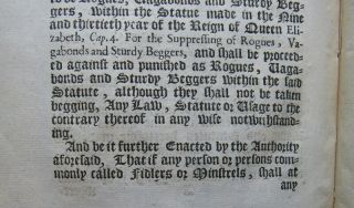 CROMWELL ACT 1657 AGAINST VAGRANTS Commonwealth BAN FIDDLERS MUSIC IDLE BEGGAR 9