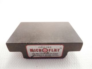 Vintage Collins Microflat 2” X 3” Salesman Sample Black Granite Surface Plate