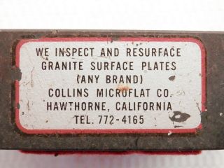 Vintage Collins Microflat 2” x 3” Salesman Sample Black Granite Surface Plate 6