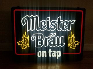 Vintage Meister Brau Plastic Light Up Man Cave Beer Sign