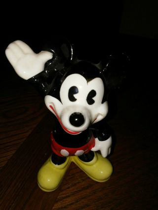 Vintage Walt Disney Productions Mickey Mouse Waving Porcelain Figurine Japan