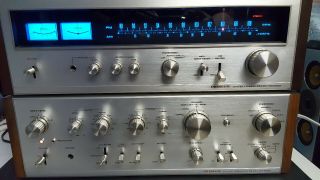 Pioneer sa - 8100 amp with matching tuner,  amp recapped,  led lamps on tuner 3