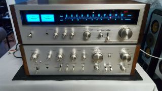 Pioneer sa - 8100 amp with matching tuner,  amp recapped,  led lamps on tuner 4