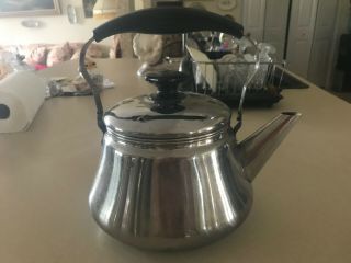 Vintage 4qt.  Stainless Steel Stove Top Tea Kettle With Inside Screen L@@k