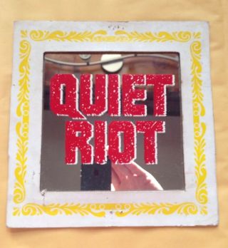 1980s Quiet Riot Carnival Prize Framed Mirror Painting,  Heavy Metal Band Vintage