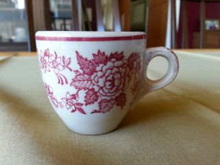 Vintage Jackson China Demitasse Cup Red Pink Hotel Ware Restaurant Floral