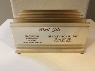Mid Century 60’s Solid Aluminum Mail File Letter Holder Desktop Vintage