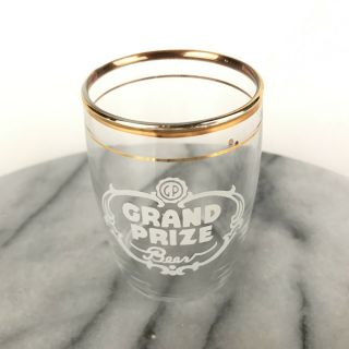 Vintage Grand Prize Beer 3” Tasting Glass With Gold Rim & Band 2