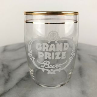 Vintage Grand Prize Beer 3” Tasting Glass With Gold Rim & Band 1