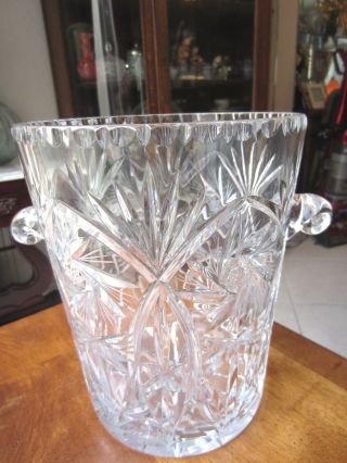 Vintage Heavy Cut Hobstar Crystal Champagne Ice Chiller/bucket,  8.  75 " Tall