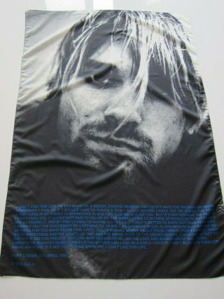 Vintage Kurt Cobain Nirvana Flag Banner Poster 1995 Rock Grunge Shirt 90 