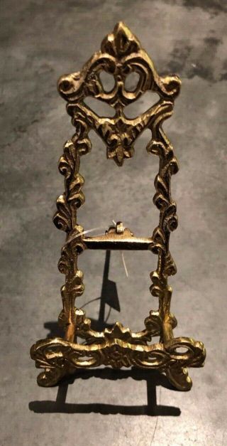 Vintage Victorian Style 7 " Brass Picture Easel Plate Frame Display Stand Ornate