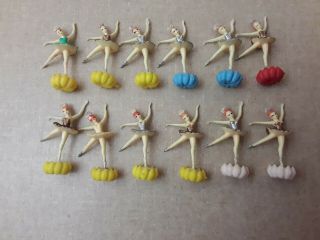12 Vintage Ballerina Cupcake Toppers