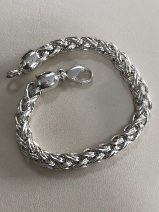 Vintage Silver Plated Heavy Lnk Bracelet With Lobster Claw Clasp 7.  5 Inches