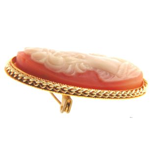 Vintage Plastic Cameo Brooch Pin Gold Tone 1.  25x1.  75 Oval 3