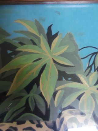 Vintage Tropical Jungle Leopard Paint By Number Framed Painting 17×21 Mid Modern 5