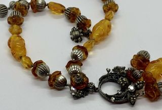 Vintage Signed Miriam Haskell Gripoix Glass Bead Dangle Necklace