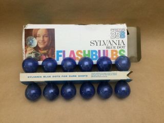 Vintage Sylvania Blue Dot Press 25b Flashbulbs 12 Blue Bulbs