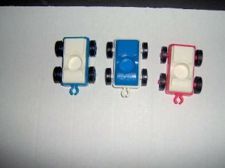 3 Vintage Fisher Price Little People Cars With C Hook For Boat Trailer Garage