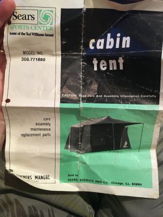 Tent Poles Only Likely For VINTAGE CANVAS TENTS TED WILLIAMS HILLARY Cabin Tent 6