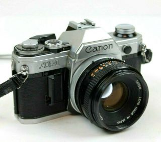 Vintage Canon Ae - 1 35mm Film Camera W/ Canon Fd 50mm 1:1.  8