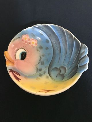 Htf Vintage Geo.  L Lefton Blue Bird Bluebird Anthropomorphic Porcelain Bowl 435