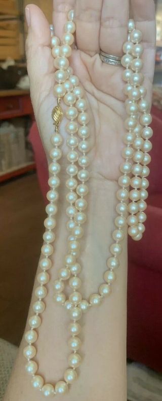 Fabulous Vtg Marvella Quality Runway Couture Faux Champagne Pearls 52” Necklace