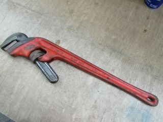 Vintage Ridgid Heavy Duty Offset Pipe Wrench E24 - Made In Usa - 3 " Capacity