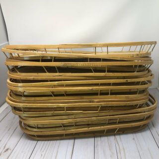Bamboo Vintage Serving Trays Set Of 10 Wooden Bottom Boho Style 70s Wicker