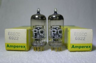 Matched Pair Nos/nib Amperex Pq 6922/e88cc 1961 Usa Gold Pin Same Date