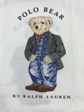 Vintage Ralph Lauren Polo Bear Cowboy Cotton Single Pillowcase Made In Usa