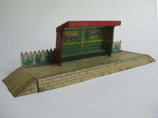 Vintage Tin Toy Tinplate Model Railway Train Station Hornby Mettoy 1940s 1950s