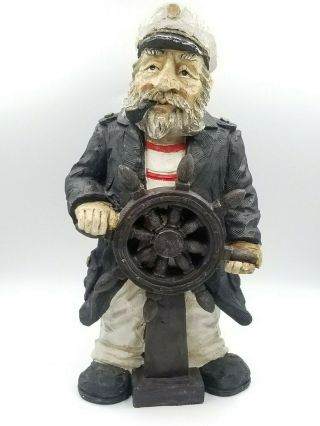 Sea Captain Sailor Fisherman At Ship Helm Nautical Statue 13.  5 " Figurine Vintage