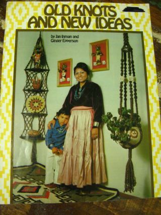 Vintage Navajo Macrame Pattern Booklet 70s Plant Hanger Owl Table Corner Shelf,