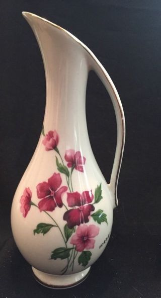 Vintage Royal Bavaria Km Germany Porcelain Vase Signed Horbelev Floral W/ Gold