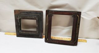 Pair Antique Wood Bellows Studio Portrait Camera Back Parts Film Holder