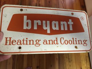 Vintage Bryant Heating And Cooling Metal Car Tag