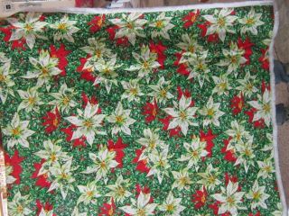 Guc Vintage Holiday Winter Christmas Tablecloth Poinsettia Floral Chic