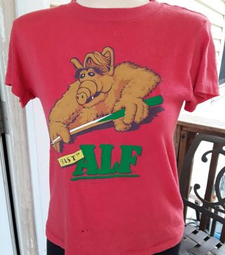 Vintage 1987 Alf Tee Shirt " Fast " Alf Shooting Pool Sz 14/16