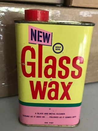 Vintage Glass Wax Can Origional Gold Seal Formula Full One Pint Can From 1966