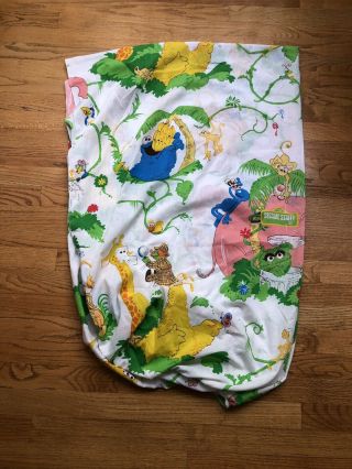 Vintage Sesame Street Jungle Twin Bed Fitted Bed Sheet 78 " X 35 " Jcpenney